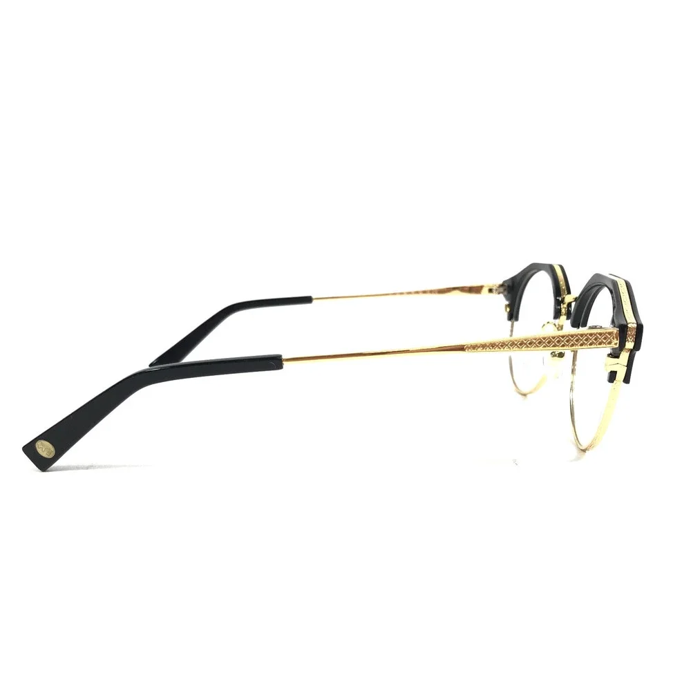 Erkers Eyeglasses Frames MAPLEWOOD BLACK Gold Round Full Rim 46-21-142
